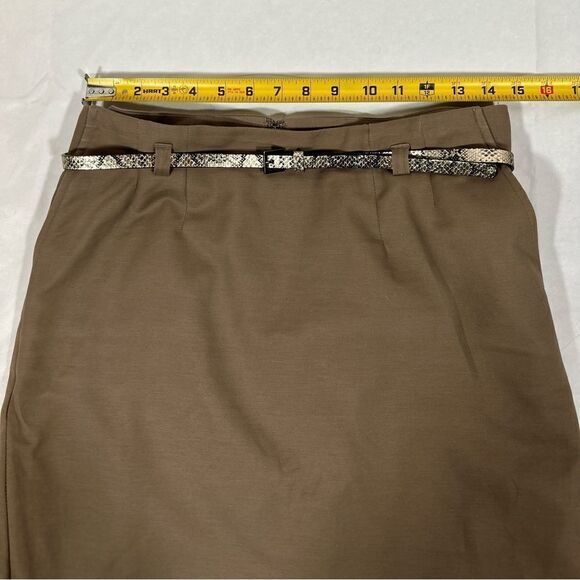 Van Heusen Tan Dark Khaki Pencil skirt snake skin pattern belt business office - Picture 4 of 10